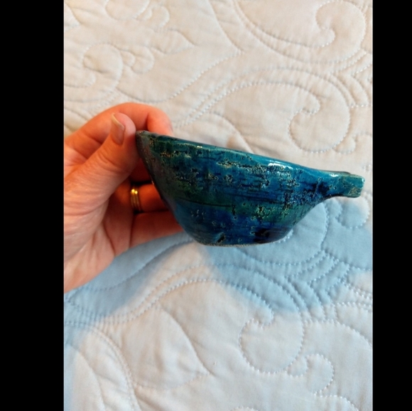 Genuine Bitossi Rimini Blue MCM Ashtray w/ ITALY Stamp and Model Mark - Picture 6 of 7